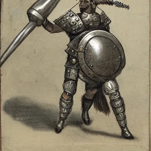 Image similar to a minotaur wearing steel plate armor and holding a mace, human dressed as a bull