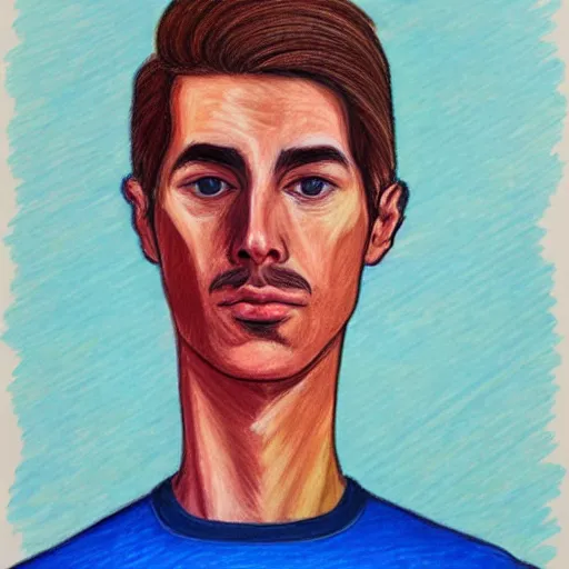 Image similar to a drawing of a man's face and neck, an ultrafine detailed painting by reynolds beal, behance, figurative art, outlined art, fauvism, art on instagram