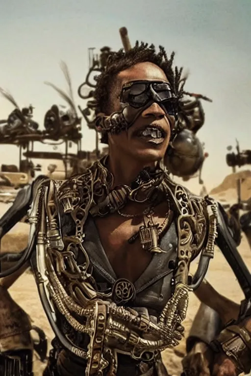 Image similar to steampunk obama in mad max fury road