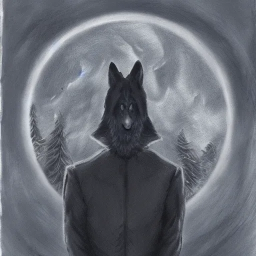 Prompt: portrait of the wolf detective