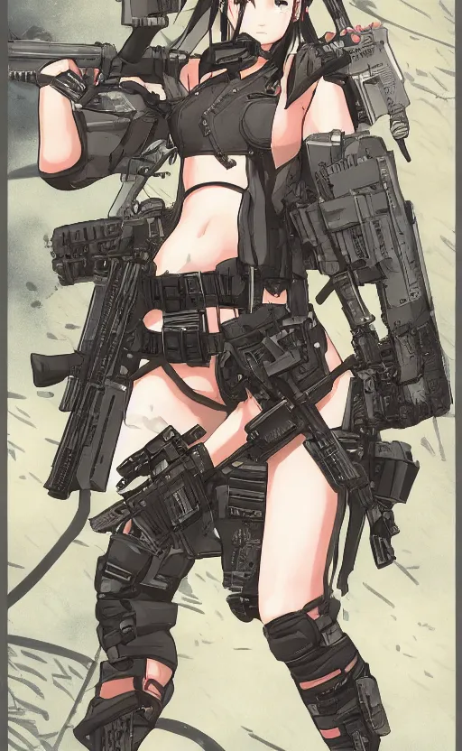 Image similar to the front of a military trading card, high details, high resolution, girls frontline style, by masashi kishimoto