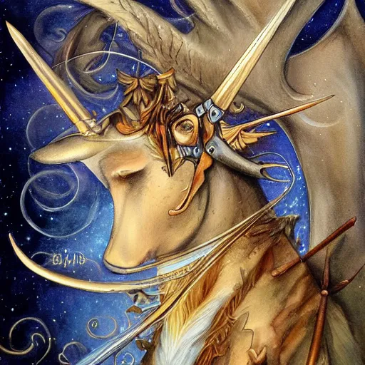 Prompt: detailed and sharp sagittarius artistic zodiac artwork, mystic style, detailed, 8 k, detailed, symmetrical, by brian froud