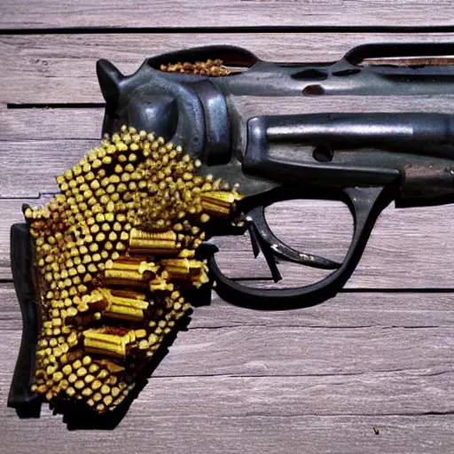 Image similar to gun made of bees