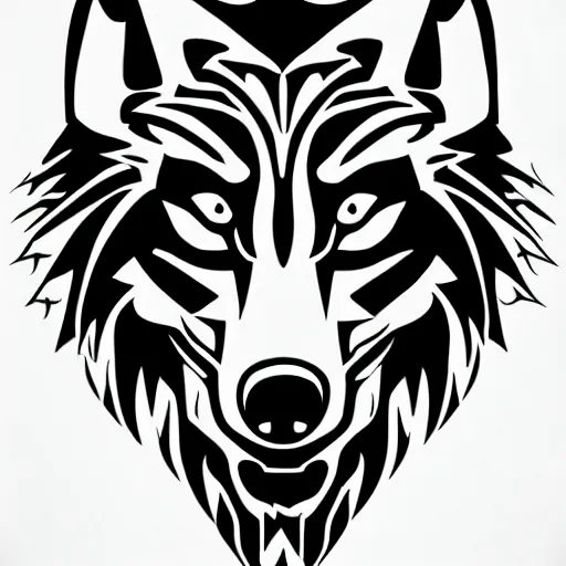 Prompt: tattoo stencil. pencil line drawing, vector, logo, wolf