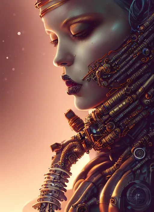 Image similar to soft lustrous hard tech ivory biotech raver gutter punk cyborg bioweapon, golden ratio, details, sci - fi, dark fantasy, cyberpunk, intricate, decadent, ornate, highly detailed, digital painting, octane render, 8 k, artstation, concept art, smooth, sharp focus, illustration, art by artgerm, loish, wlop