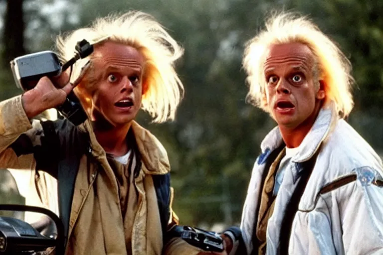 Image similar to movie still ( back to the future ), doc brown