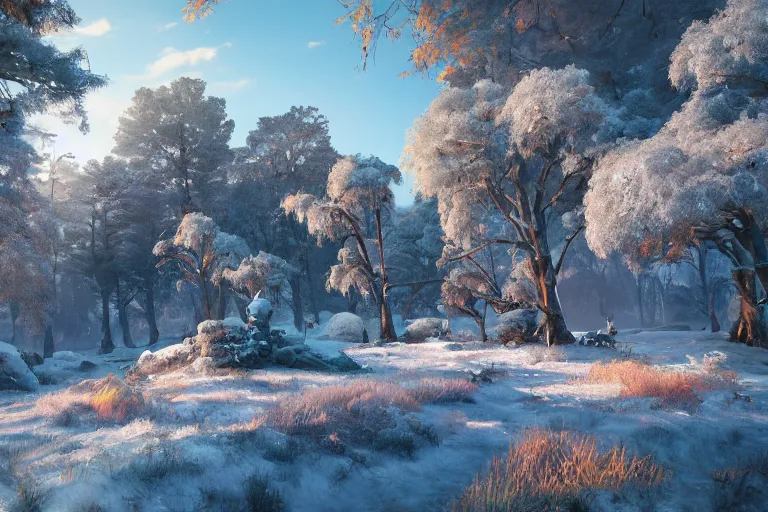 Image similar to a 4 k beautiful scene in early spring showing lively sprigs dslr detailed digital art by ivan shishkin and anton fadeev 4 k hd realism rendered in unreal engine