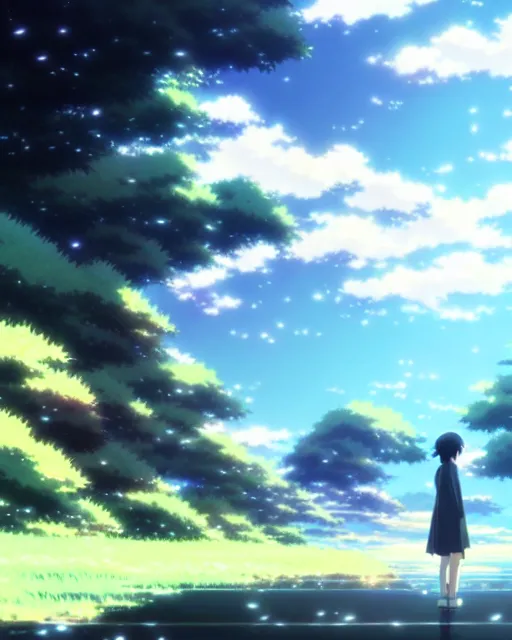 Image similar to by makoto shinkai