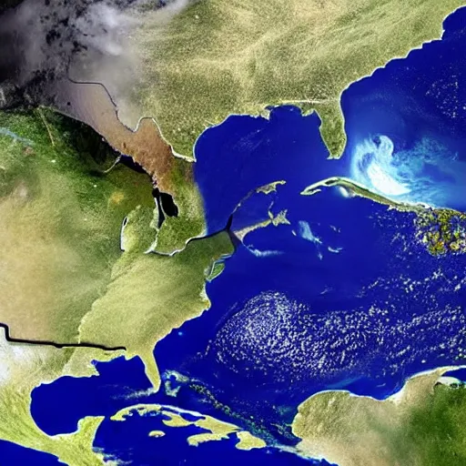 Prompt: Space Satellite Himawari 8 showing photo of Planet Earth