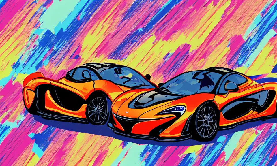 Prompt: pop art illustration of a mclaren p 1, abstract, adobe illustrator