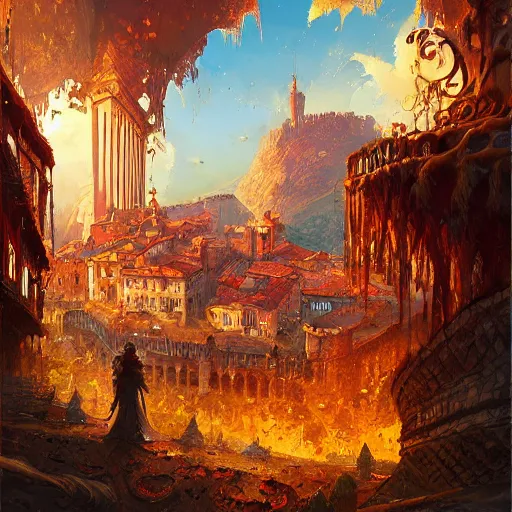 Prompt: ultra realistic illustration of pizza giant, intricate, fantasy italy, epic landscape, highly detailed, digital painting, artstation, concept art, smooth, sharp focus, beautiful, art by tim mcburnie and conar cross and anato finnstark