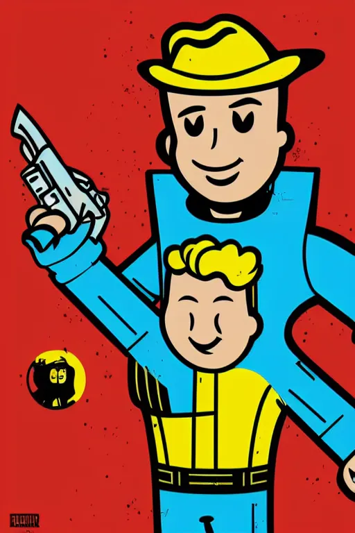 Image similar to fallout 7 6 retro futurist illustration art by butcher billy, sticker, colorful, illustration, highly detailed, simple, smooth and clean vector curves, no jagged lines, vector art, smooth andy warhol style