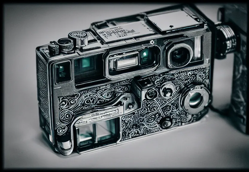 Image similar to a ultra realistic hyper realistic underexposed fujifilm 800 photograph of an intricate device for neon injection