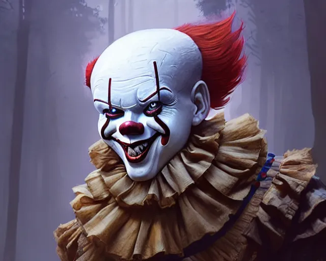 Image similar to highly detailed portrait of pennywise the dancing clown, in gta v, stephen bliss, unreal engine, fantasy art by greg rutkowski, loish, rhads, ferdinand knab, makoto shinkai and lois van baarle, ilya kuvshinov, rossdraws, tom bagshaw, global illumination, radiant light, detailed and intricate environment