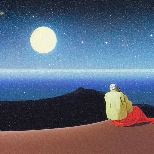 Prompt: a beautiful painting of a camera floating among stars, by kawase hasui, moebius, edward hopper and james gilleard, zdzislaw beksinski, steven outram, 8 k, artstation