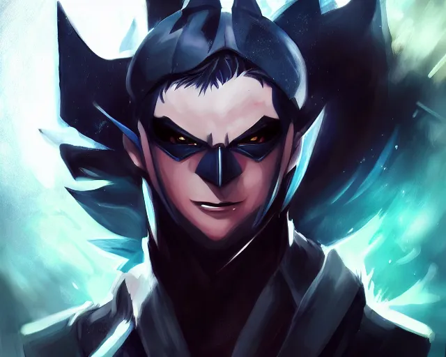 Image similar to portrait of anime batman, by jessica oyhenart, trending on art station, pixiv top monthly, cinematic, league of legends splash art, anime