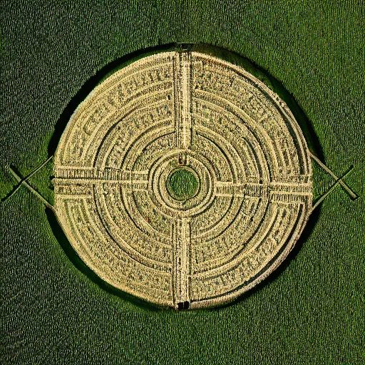 Prompt: aerial view, crop circle of 2 0 2 1, intricate, high detail, weat, england