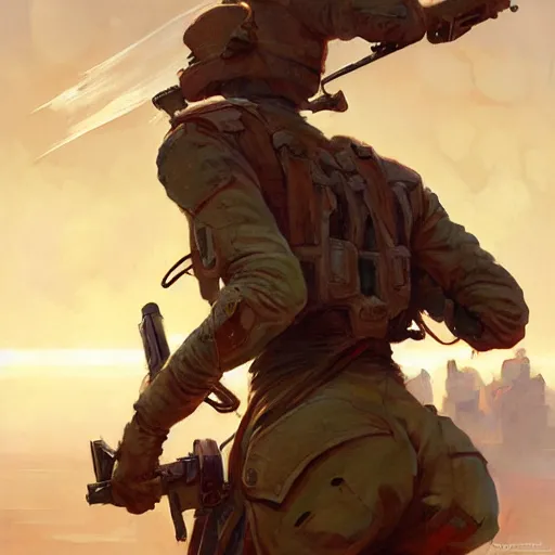 Image similar to standup comedian in brutal battle field, dead laughing bodies on the ground, nuclear cloud in the far horizon, intricate, highly detailed, digital painting, trending on artstation, concept art, smooth, sharp focus, illustration, art by artgerm and greg rutkowski and alphonse mucha