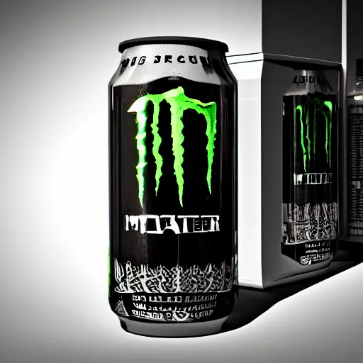 Image similar to new design aluminum can monster energy, orna 8k, elegant, ornate, octane render, cinematic light, harmony, ultra quality