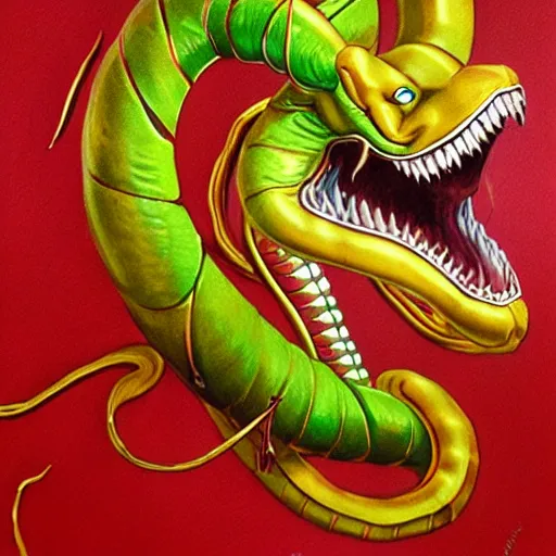 Image similar to shenron, hyper realistic portrait, smiling