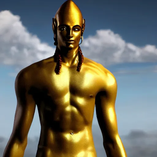 Prompt: a beautiful athletic male alien god that looks like vishnu, unreal engine 5, cinematic, realistic