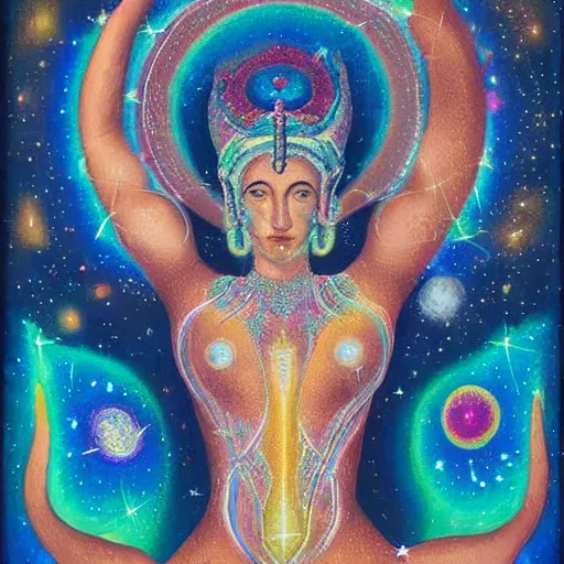 Image similar to a cosmic deity, portrait of a beautiful cosmic goddess