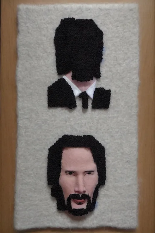 Prompt: Keanu Reeves made out of wool