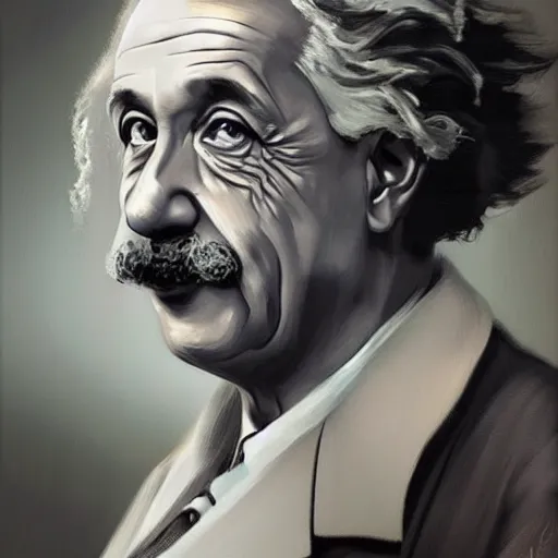 Image similar to portrait of Albert Einstein, Greg Rutkowski, photorealistic