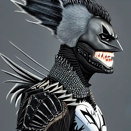 Prompt: jansen ackles as batman, 3 d portrait punk with mohawk with goat skull. beautiful intricately detailed japanese crow kitsune mask and clasical japanese kimono. betta fish, jellyfish phoenix, bio luminescent, plasma, ice, water, wind, creature, artwork by tooth wu and wlop and beeple and greg rutkowski