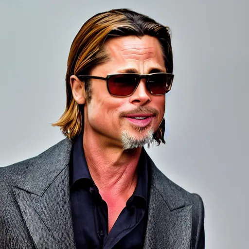 Prompt: dslr photo portrait still of 3 4 year old brad pitt at age 7 4!!!, 8 5 mm f 1. 8