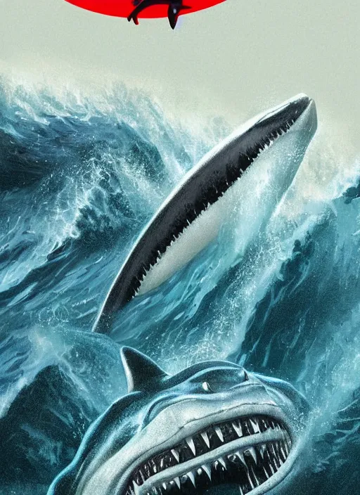 Image similar to Poster artwork for Jaws Part 7 (1999) highly detailed, centered, digital painting, artstation, concept art, smooth, sharp focus, illustration