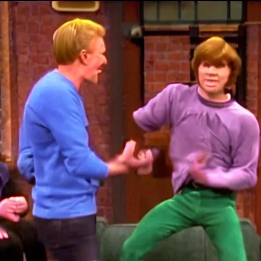 Prompt: scooby - doo attacking people on the jerry springer show