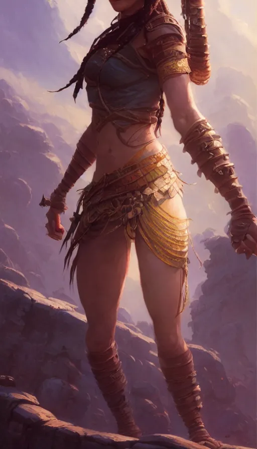 Image similar to highly detailed portrait of beautiful female warrior in avatar, dynamic pose, stephen bliss, unreal engine, fantasy art by greg rutkowski, loish, rhads, ferdinand knab, makoto shinkai and lois van baarle, ilya kuvshinov, rossdraws, tom bagshaw, global illumination, radiant light, detailed and intricate environment