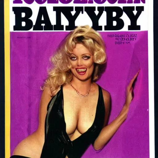 Image similar to the cover of playboy magazine from 1983 with a very ugly woman