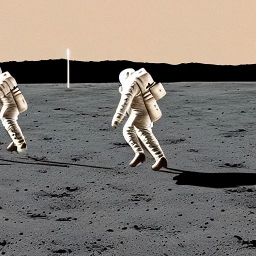 Prompt: astronauts playing football on the moon, Earth in the background, photorealistic