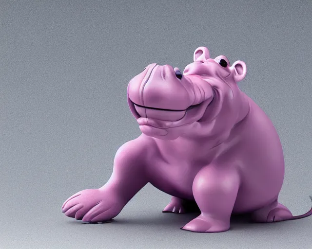 Image similar to cartoon hippopotamus vinyl figure, figure photography, anime stylized, high detail, 3D sculpture, product photography, studio lighting - H 640