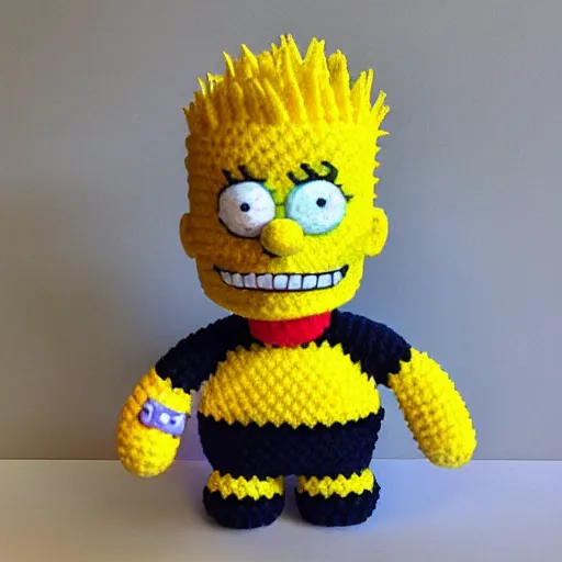 Prompt: Bart Simpson amigurumi, 3D
