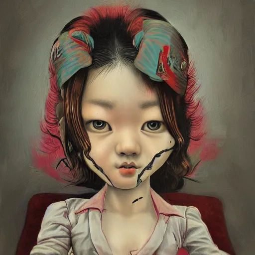 Image similar to a painting in the style of kim jung gi and in the style of mark ryden.