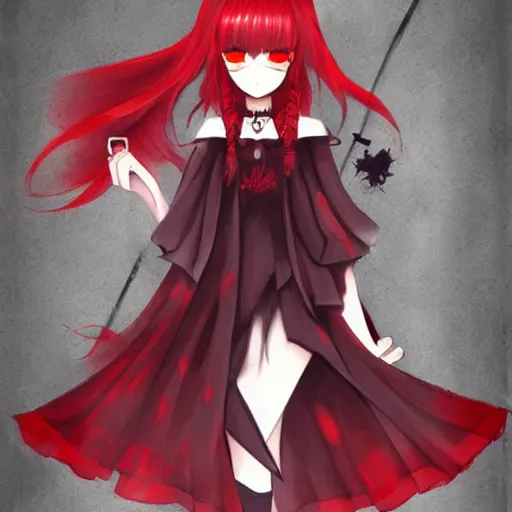 Image similar to style illustration of red !!! witch red!!!!! witch red!!!!!witch!!!! made by mocha ichimaru