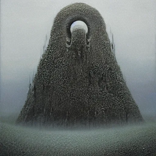 Image similar to lord of the ring mumakil concept, beksinski