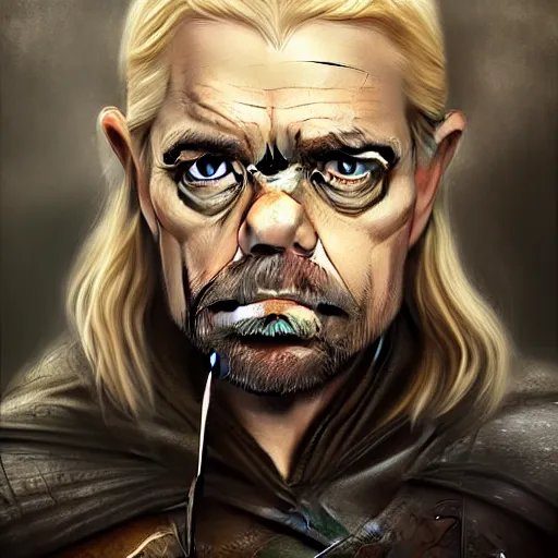 Image similar to peter dinklage as legolas ( pointed ears ), digital painting, extremely detailed, 4 k, intricate, brush strokes, mark arian, artgerm, bastien lecouffe - deharme