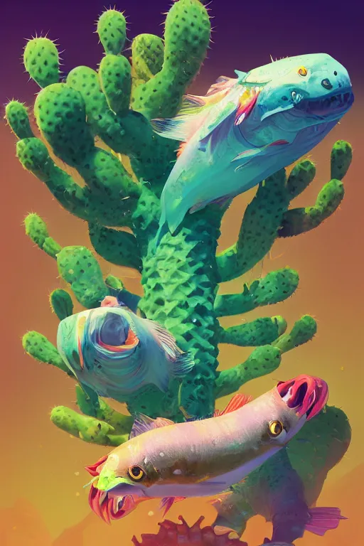 Image similar to 3 d render creature animal sushi cristal very big eye roots cactus elemental flush of force nature micro world fluo fishscale, comics gta 5 cover, official fanart behance hd artstation by jesper ejsing, by rhads, makoto shinkai and lois van baarle, ilya kuvshinov, ossdraws