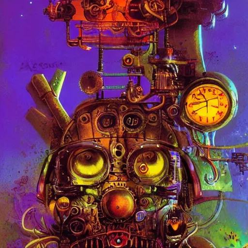 Image similar to steampunk rat, acid, 303, psychedelic, by paul lehr