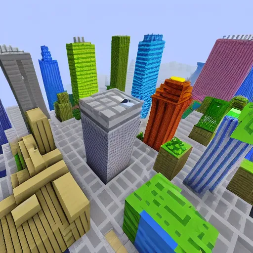 Prompt: nyc skyline, minecraft textures