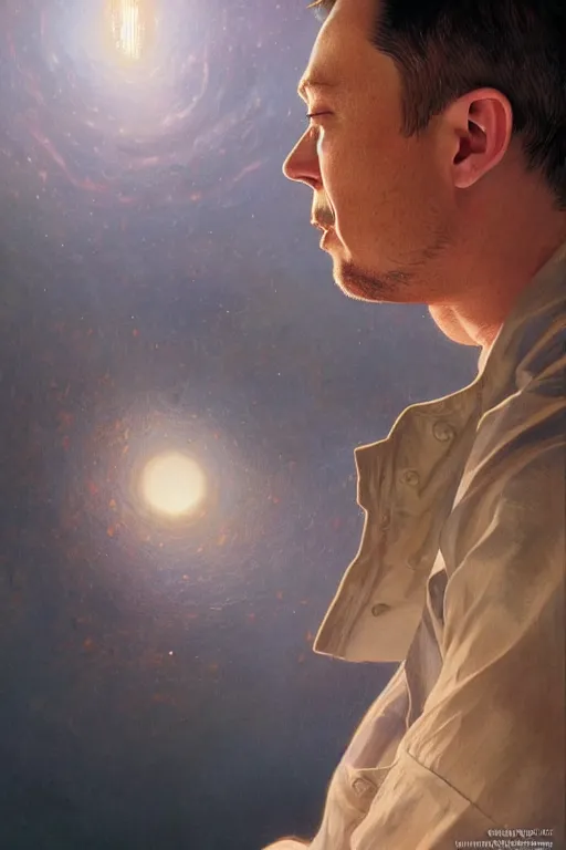 Prompt: photorealistic portrait photograph of elon musk, upper body, handsome, depth of field, soft focus, highly detailed, intricate, realistic, national geographic cover, soft glow, textured, artstation, concept art, sharp focus, illustration, art by artgerm and greg rutkowski and alphonse mucha