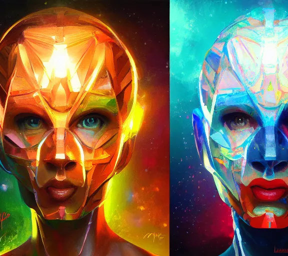 Prompt: two Artificial Intelligence fighting for creating the most impressive art painting, colorful, oil painting, digital art, trending on artstation
