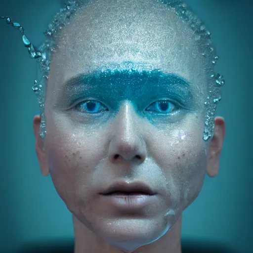 Image similar to water in the shape of a human head on the ocean water, water manipulation photoshop, behance, ray tracing, cinematic, in the style of johnson tsang, long shot, hyper detailed, hyper realistic, 8 k resolution, sharp focus, realistic water, award winning