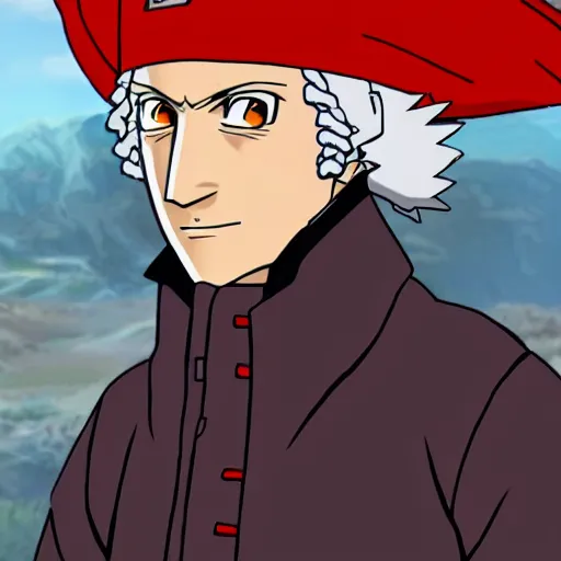 Prompt: george washington, naruto shippuden style