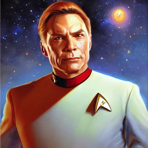 Image similar to a portrait of a manly dr crusher, star trek the next generation. highly detailed painting by gaston bussiere, craig mullins, j. c. leyendecker, furry