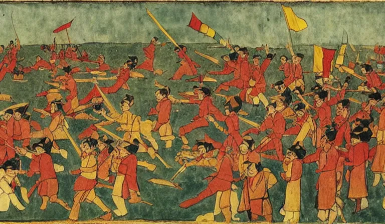 Image similar to the taiping rebellion, by henry darger